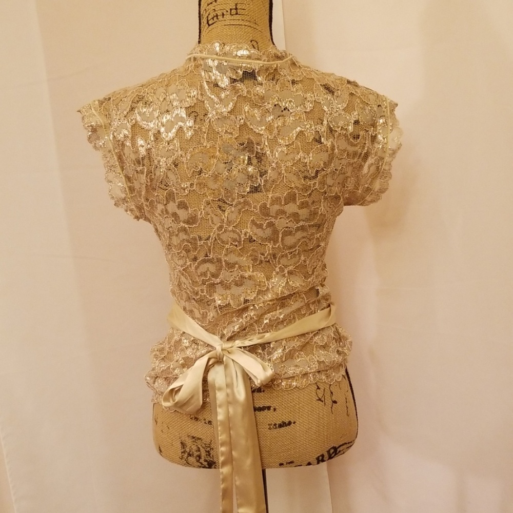 The Limited festival gold metallic lace wrap sheer - Picture 2 of 8